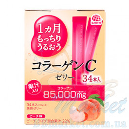 Японський питний колаген у формі желе зі смаком персика Earth Collagen C Jelly Peach 340g (на 34 дні)