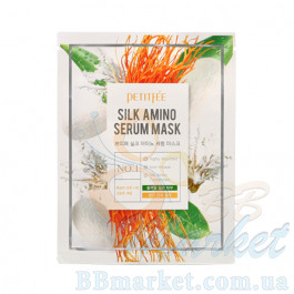 Маска для обличчя з протеїнами шовку PETITFEE Silk Amino Serum Mask 25g - 1шт