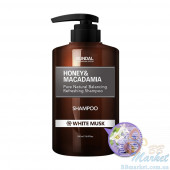 Безсульфатный шампунь для волос "Белый мускус" KUNDAL Honey&Macadamia Shampoo White Musk 500ml