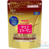 Японский Премиум Питьевой коллаген+гиалуроновая кислота+Q10 MEIJI Amino Collagen Premium (refill) 196g (на 28 дней)