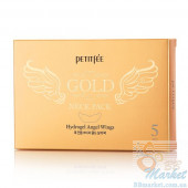 Гидрогелевая маска для шеи с плацентой PETITFEE Hydrogel Angel Wings Gold Neck Pack 10g - 5 шт (Срок годности: до 05.10.2022)